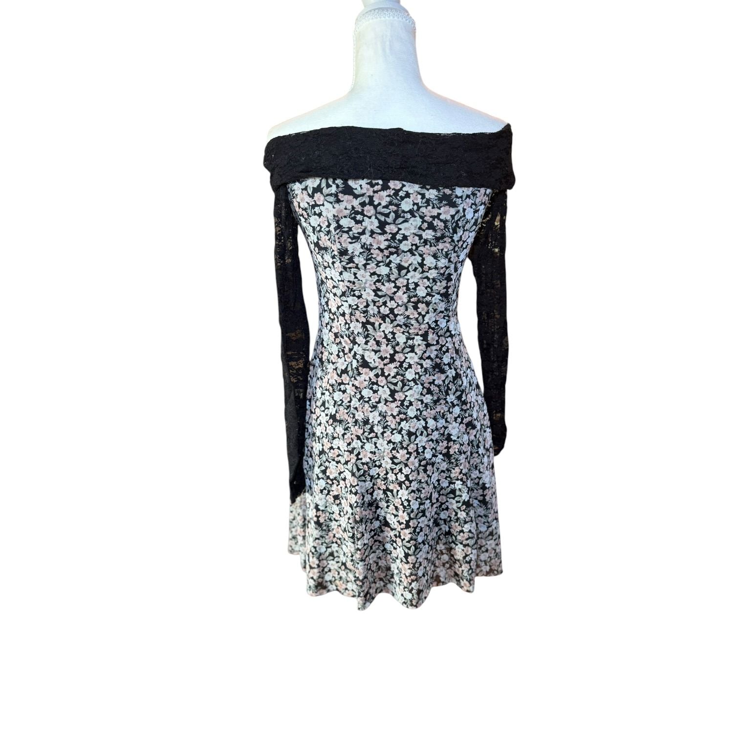 No Comment Floral Off Shoulder Lace Dress Women M Y2K Cottagecore Mini 7