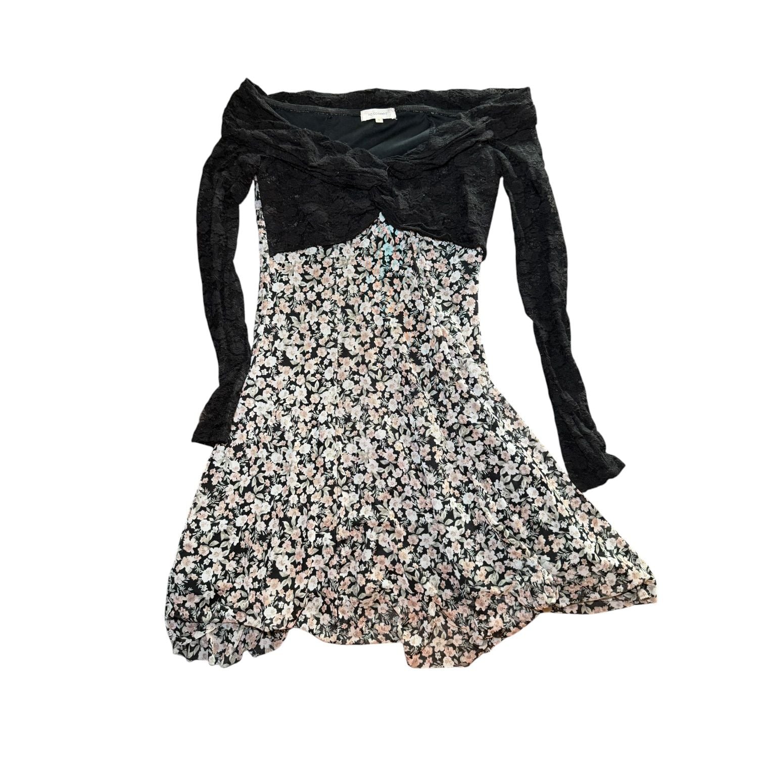 No Comment Floral Off Shoulder Lace Dress Women M Y2K Cottagecore Mini 8