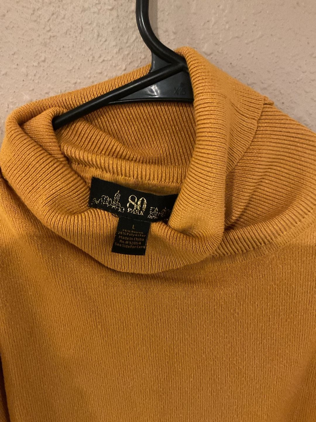80 Park Mustard Yellow Puff Short Sleeve Turtleneck Sweater Size L 3