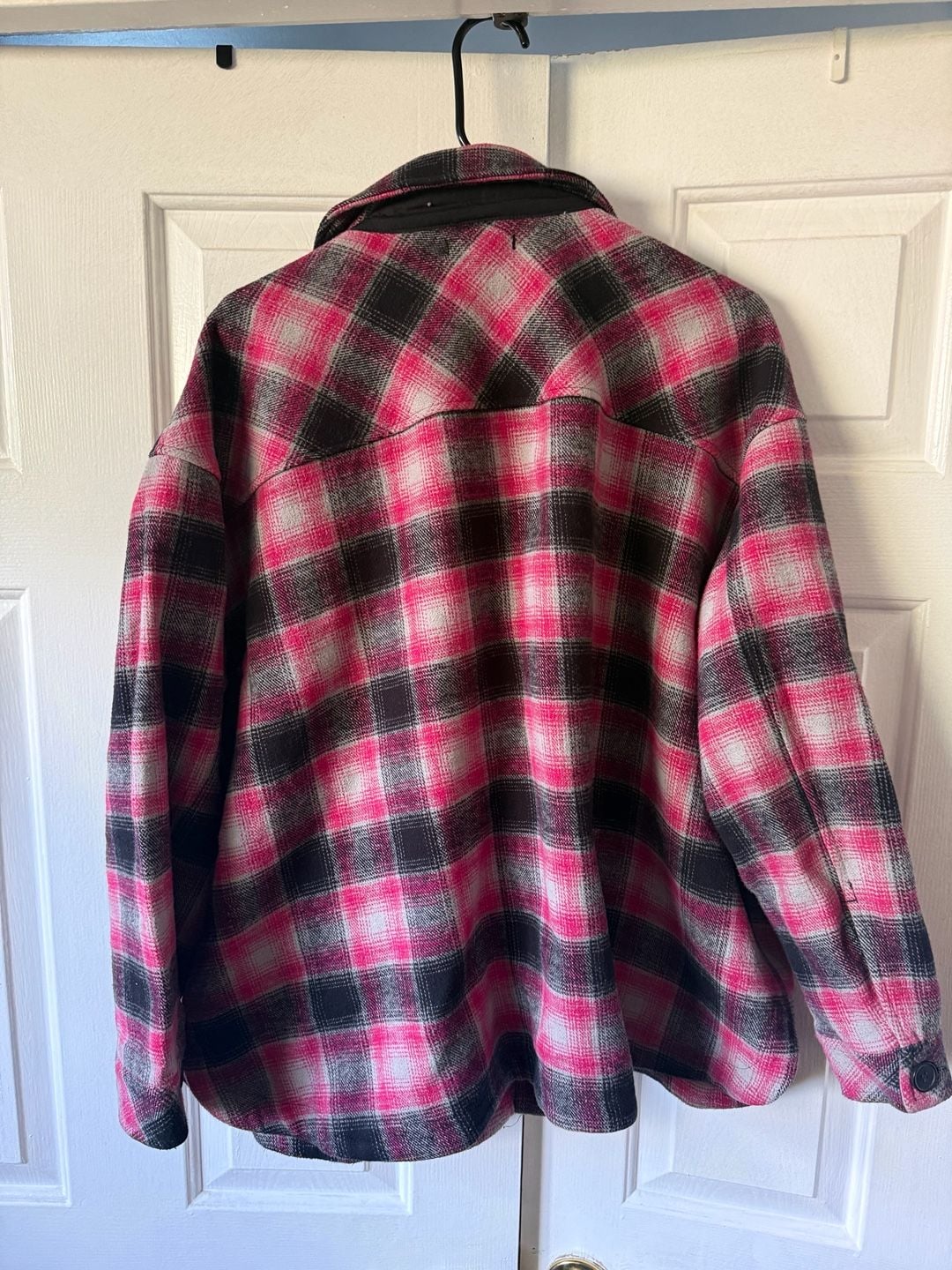 Torrid Pink and Black Plaid Flannel Shacket Size 1 4