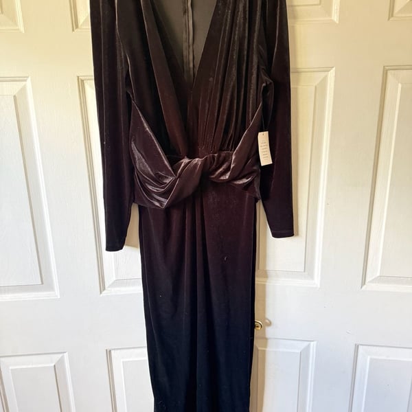 Eloquii Knot Front Velvet Maxi Dress Size 18