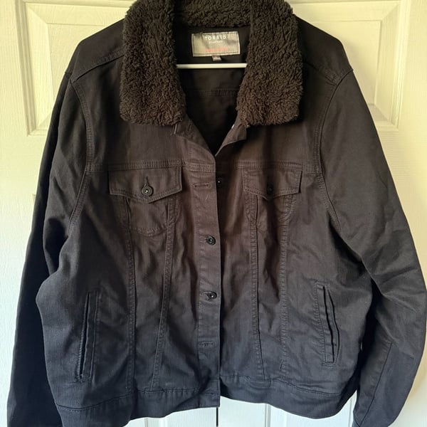 Torrid Black Denim Sherpa Collar Trucker Jacket Size 3