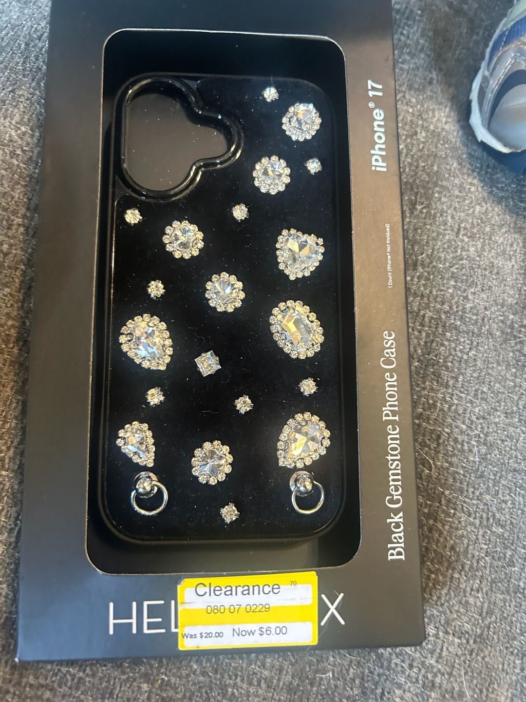 Helix iPhone 15 Pro Max Case - Black Gemstone Rhinestone Case with Accessory Hooks 1