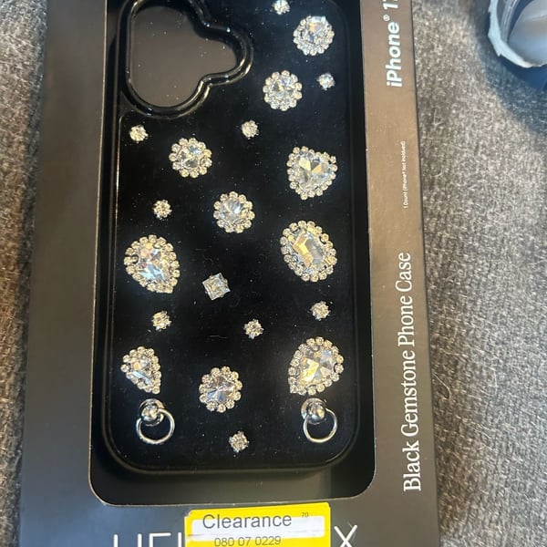 Helix iPhone 15 Pro Max Case - Black Gemstone Rhinestone Case with Accessory Hooks