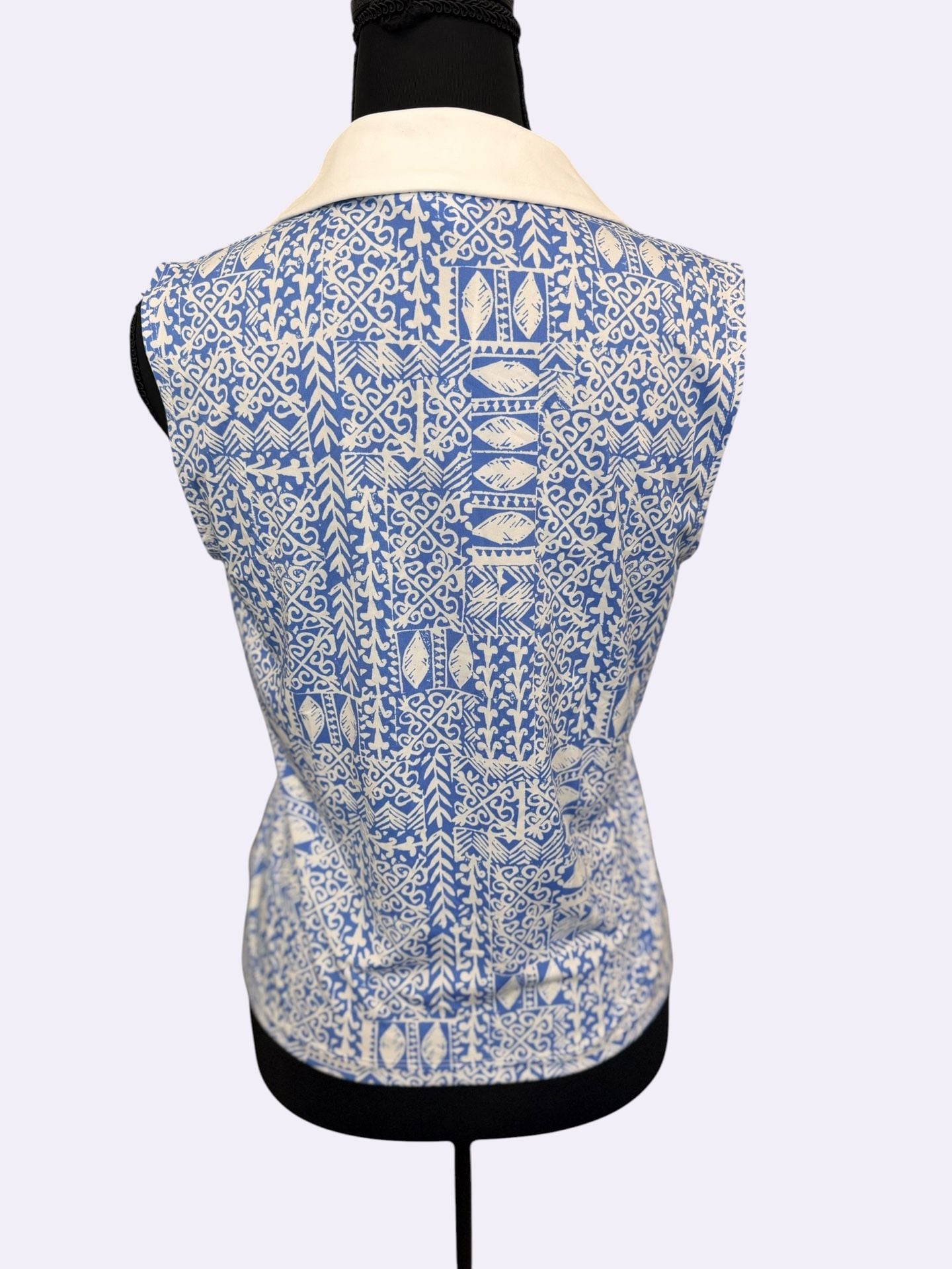 Sigrid Olsen Golf/Tennis Sleeveless Polo Blue White Geometric Size S UPF 50 3