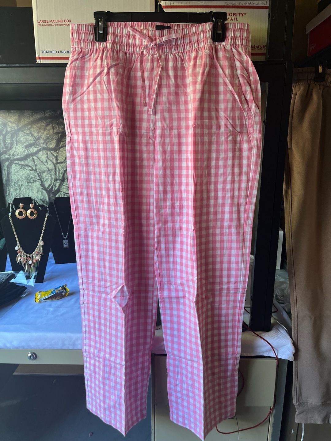GAP 2-Pack Pink Gingham & Floral Pajama Lounge Pants Size M 1