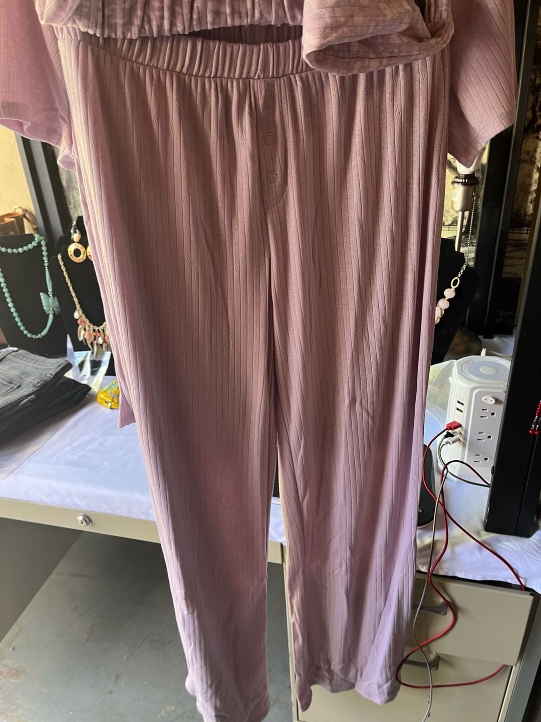 Live 2 Lounge 4-Piece Ribbed Leopard Print Pajama Set, Size XS 2