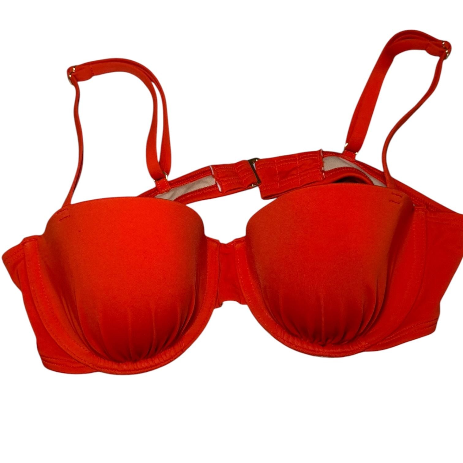 Shade & Shore Red Bikini Top 34B Push Up Underwire Swim Top NWOT 7