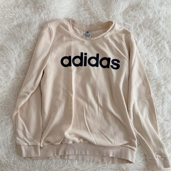Adidas Essentials Linear Logo Crewneck Sweatshirt Beige Cream Size Large