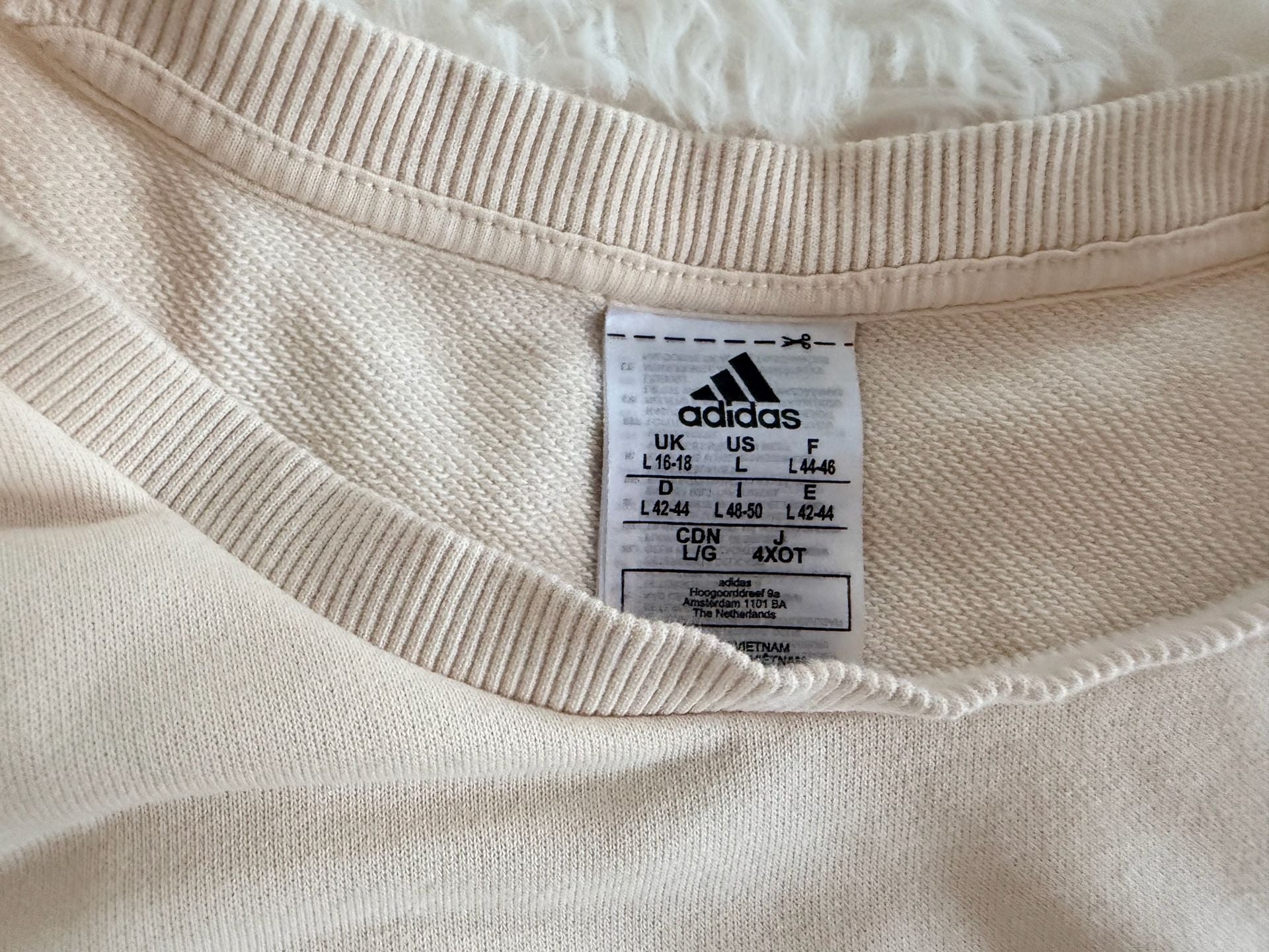 Adidas Essentials Linear Logo Crewneck Sweatshirt Beige Cream Size Large 3