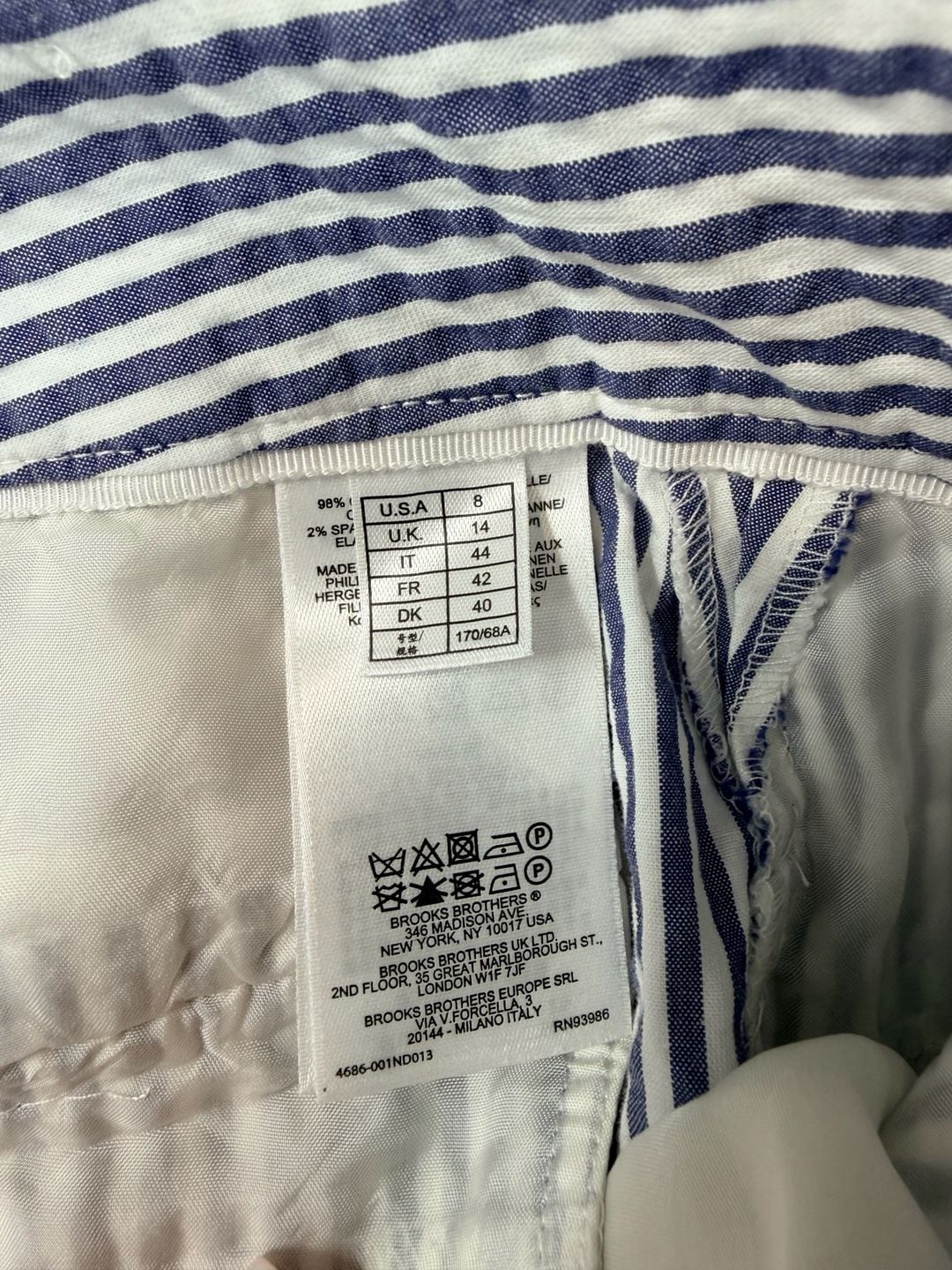 Brooks Brothers Womens Blue & White Striped Seersucker Pants Sz 8 Preppy Classic 11