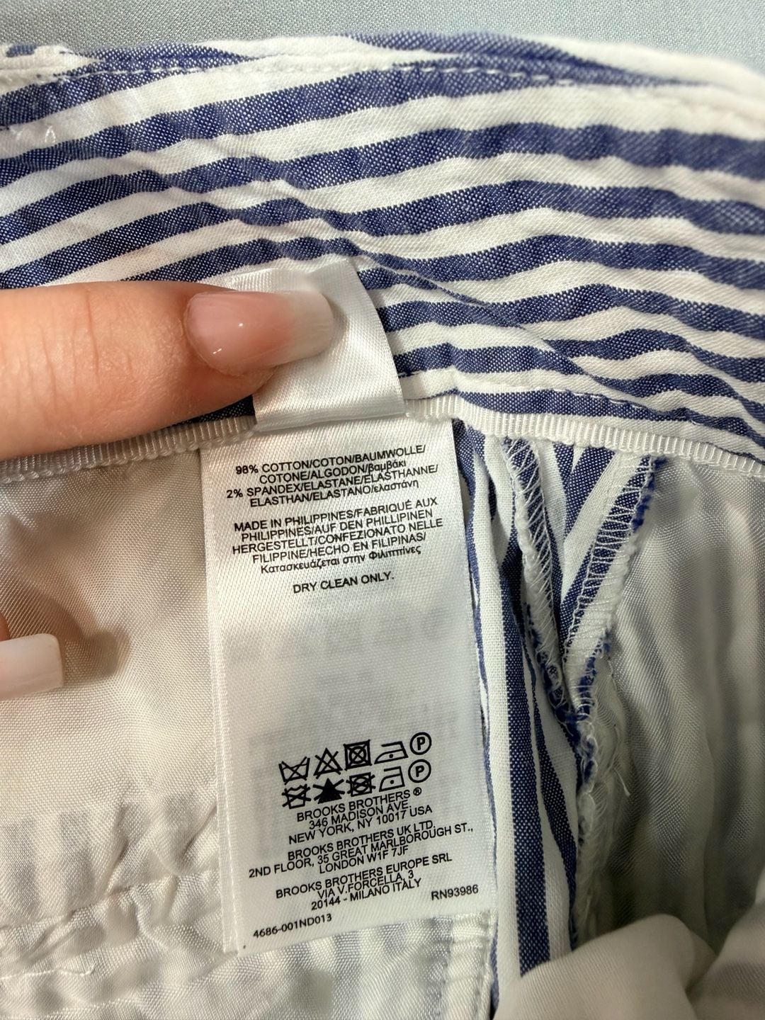 Brooks Brothers Womens Blue & White Striped Seersucker Pants Sz 8 Preppy Classic 12