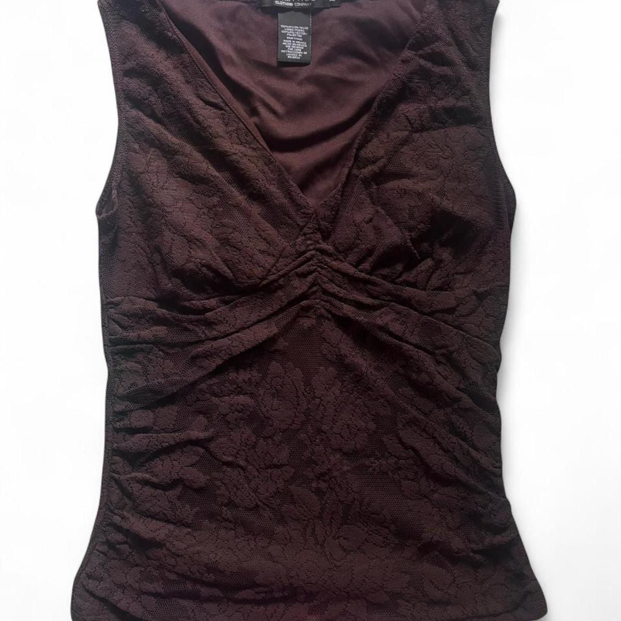 Rampage Vintage Y2K Brown Floral Lace V-Neck Sleeveless Blouse 1