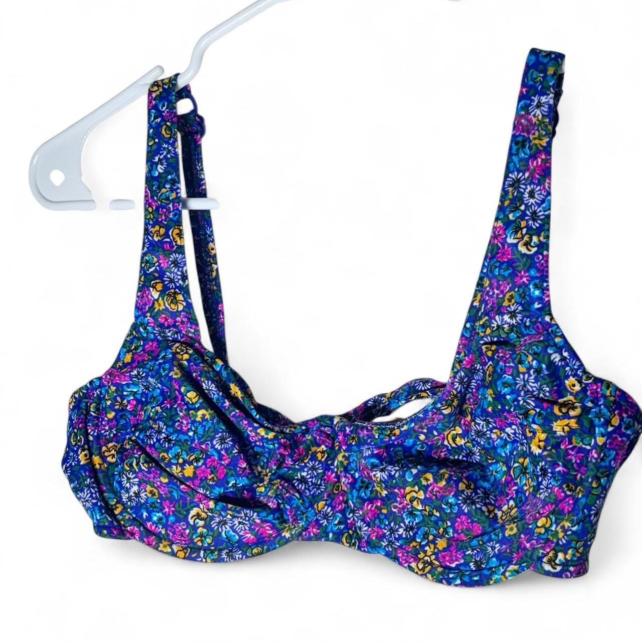 Sunsets Vintage Floral Underwire Bikini Swimsuit Top Style 80T Size 38D 2
