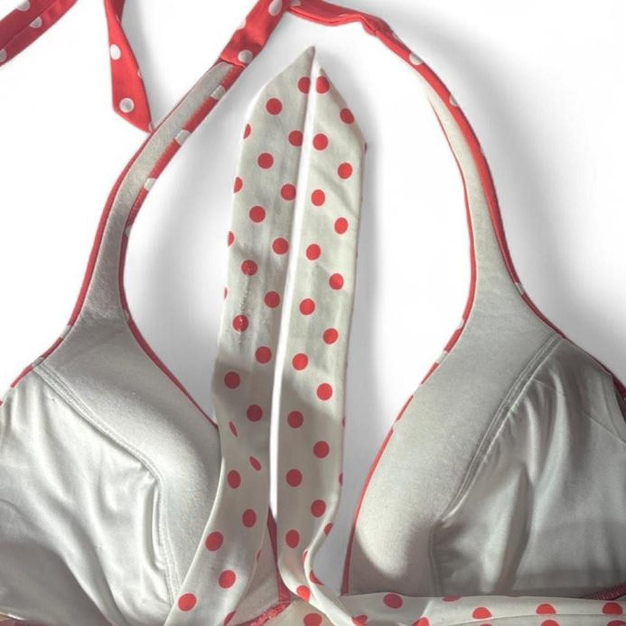 Victoria's Secret Vintage Red and White Polka Dot Halter Bikini Top 7
