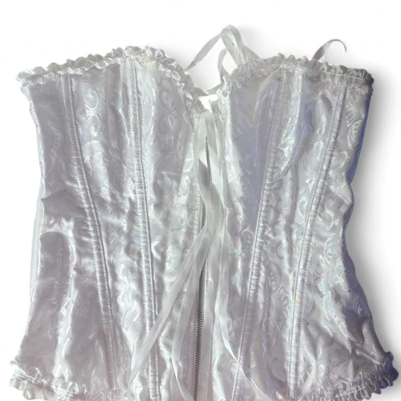Spirit Halloween White Floral Brocade Corset Top 1
