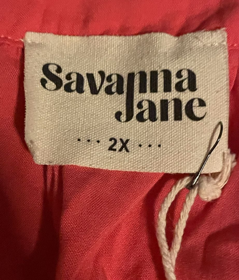 Savanna Jane Coral Mixed Floral Embroidered Boho Peasant Top 5