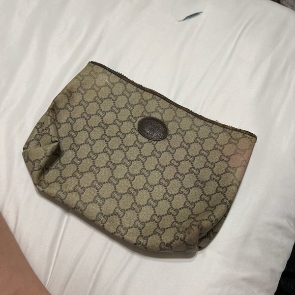 Vintage Gucci Plus GG Supreme Monogram Canvas Pouch Cosmetic Bag