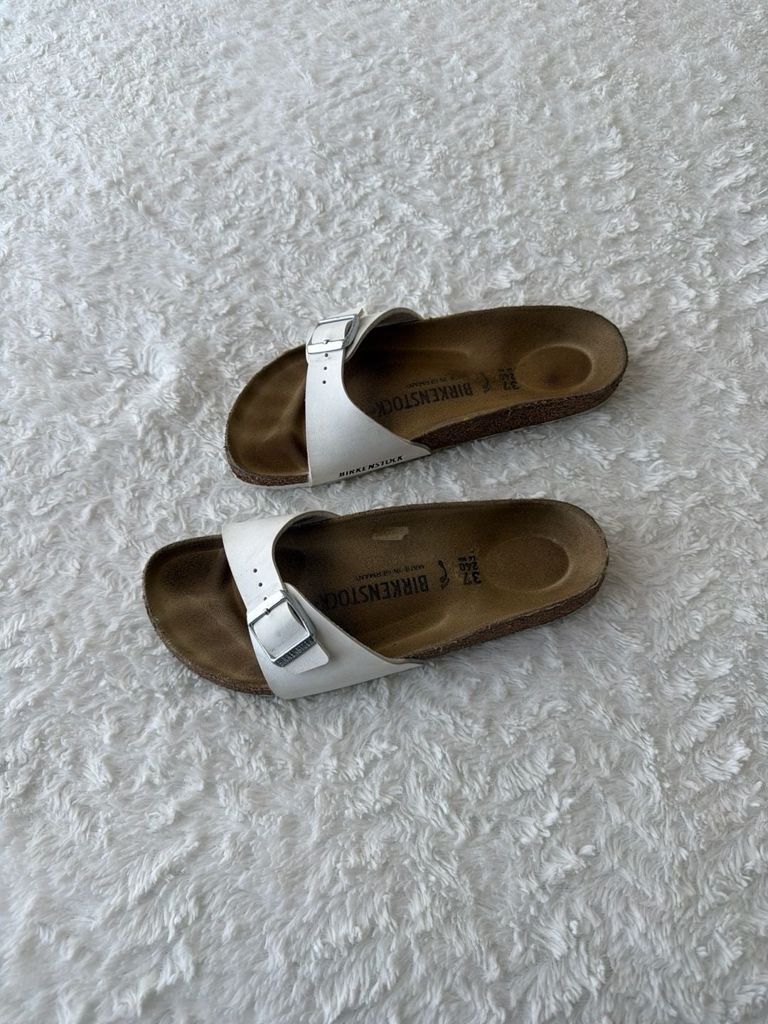 Birkenstock Madrid Birko-Flor White Slide Sandals 2
