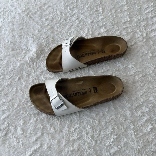 Birkenstock Madrid Birko-Flor White Slide Sandals
