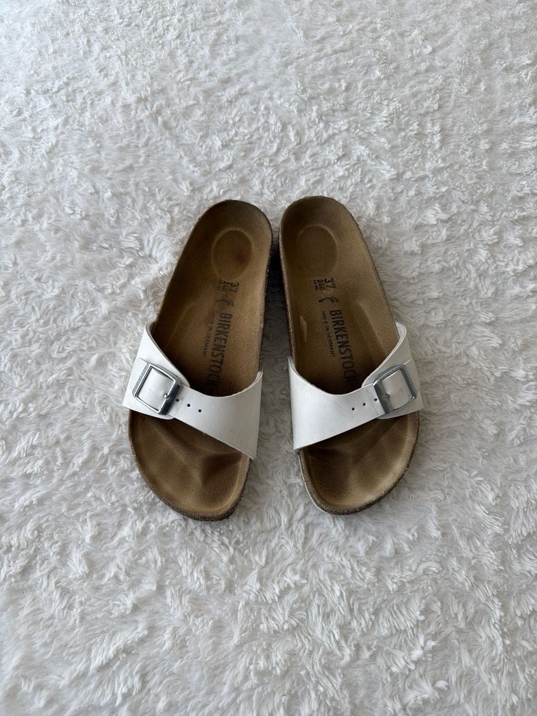 Birkenstock Madrid Birko-Flor White Slide Sandals 4