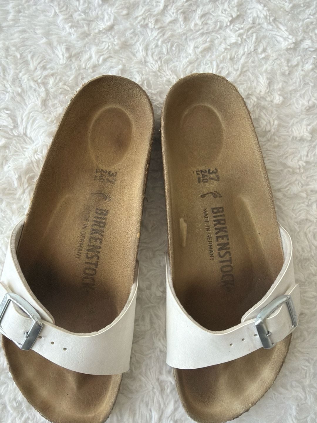 Birkenstock Madrid Birko-Flor White Slide Sandals 5