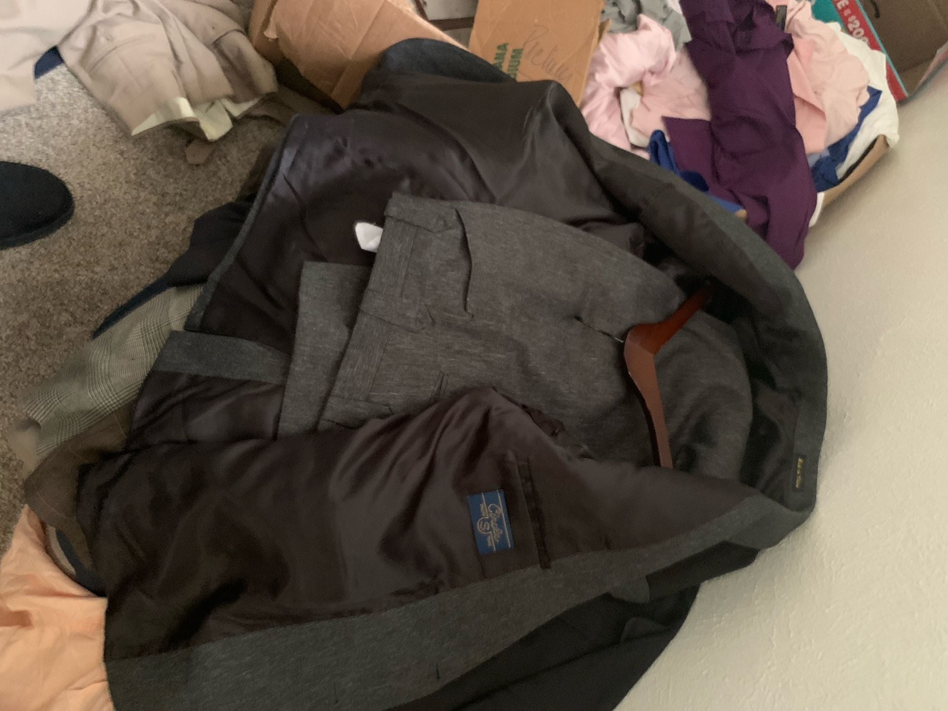 Circle S Grey Western Suit Jacket and Slacks Set with Black Suede Yoke 2