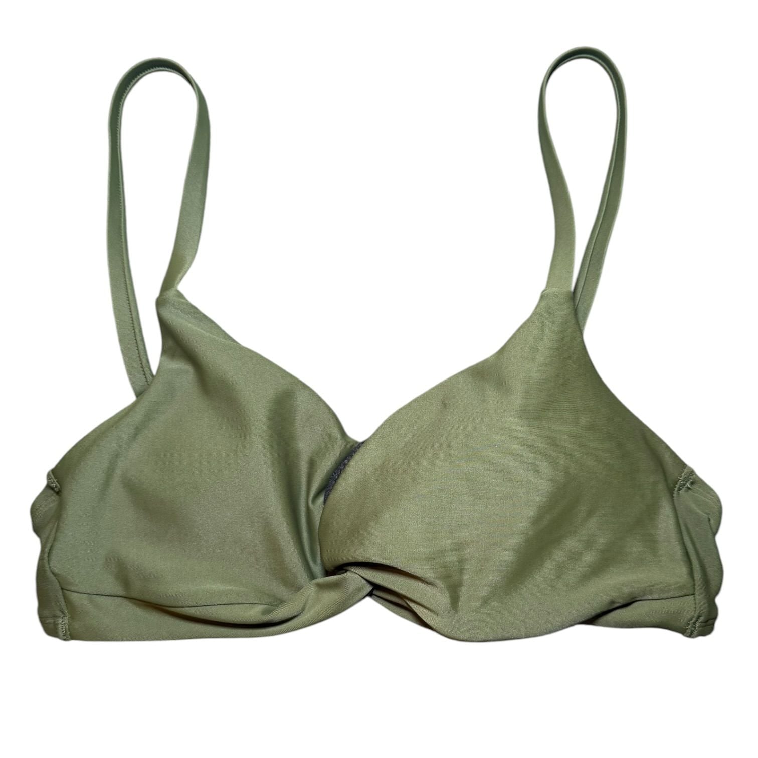 Cupshe Olive Green Twist Front Bikini Top Size S Adjustable Straps 2