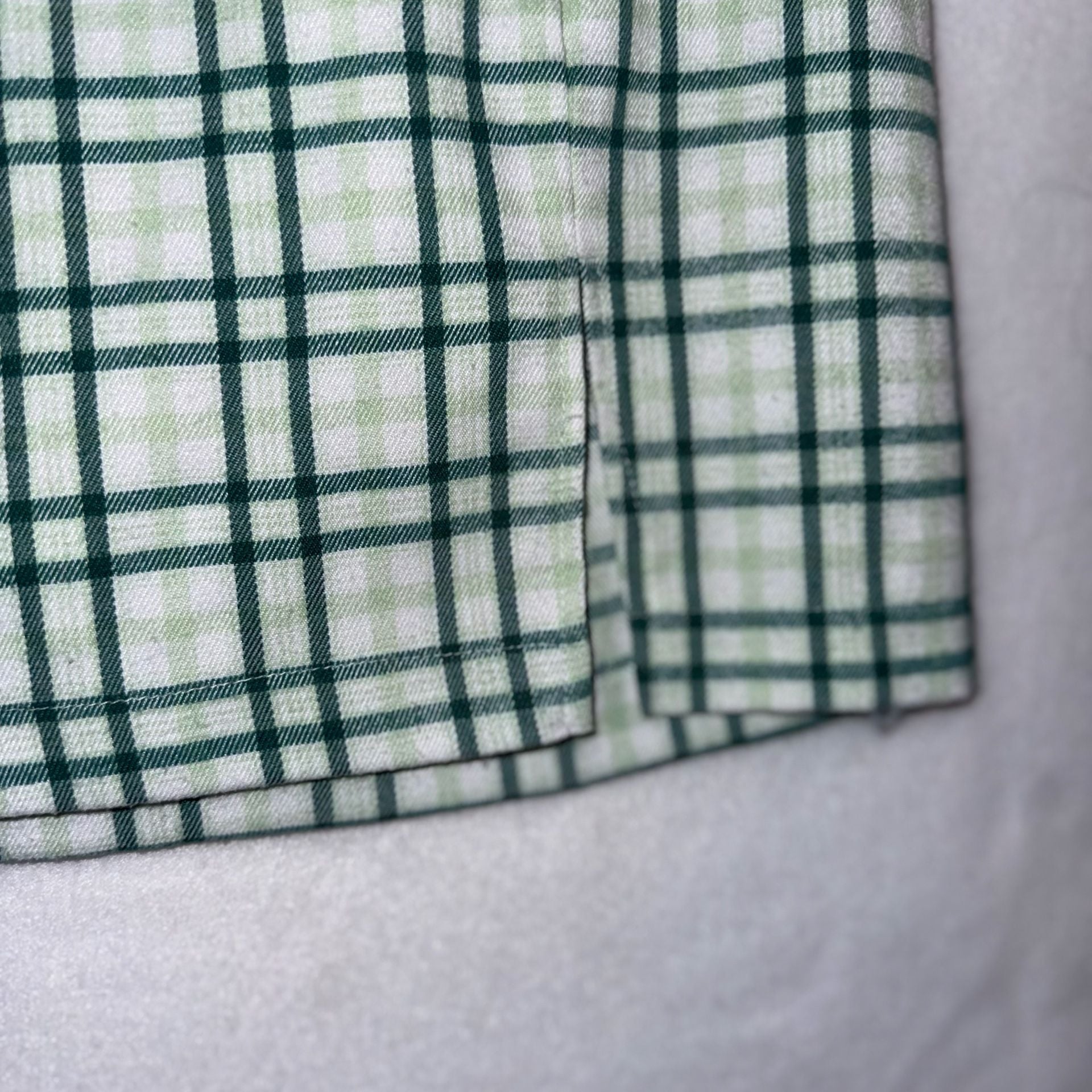 Wild Fable Green and White Plaid Mini Skirt with Side Slit Size 14 5