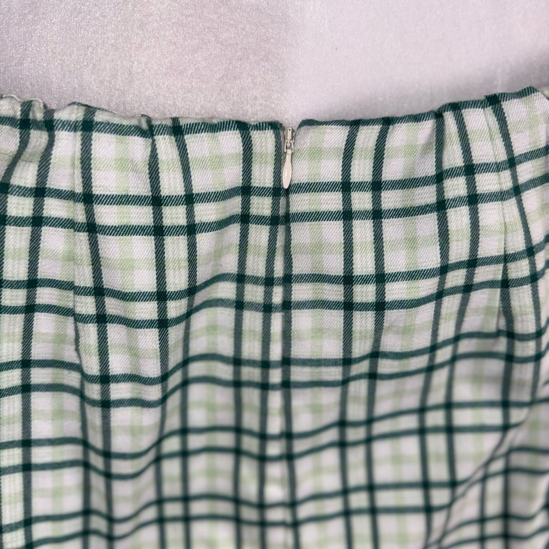 Wild Fable Green and White Plaid Mini Skirt with Side Slit Size 14 6