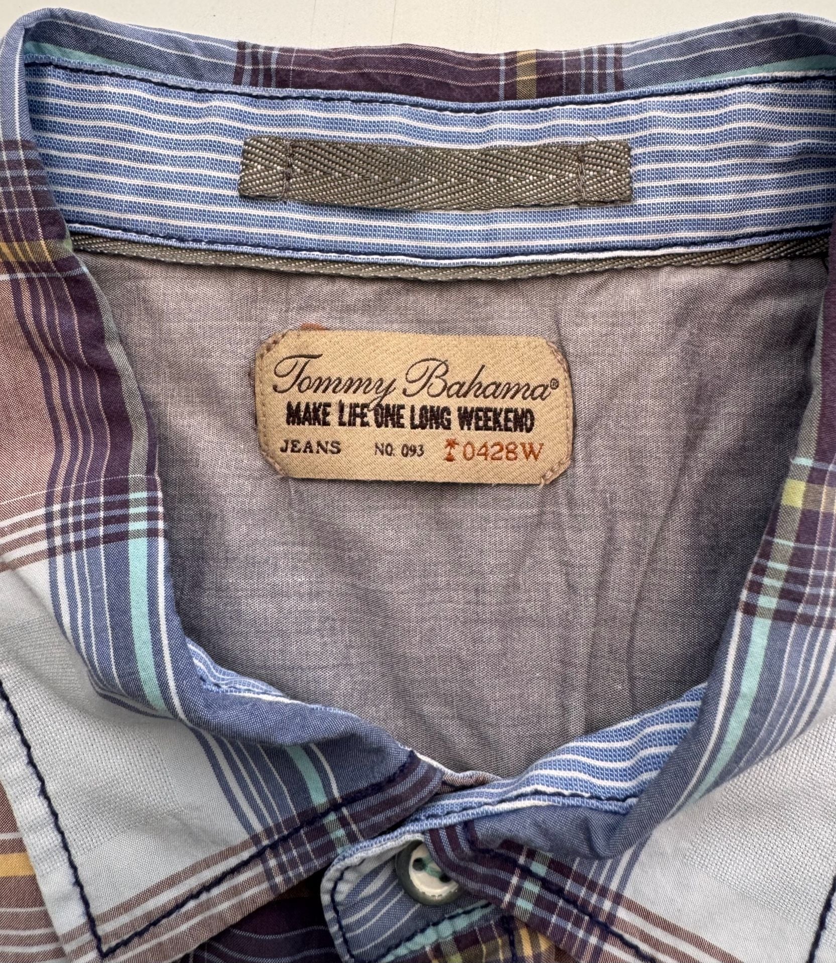 Tommy Bahama Jeans Plaid Long Sleeve Snap Button Down Shirt Large 3