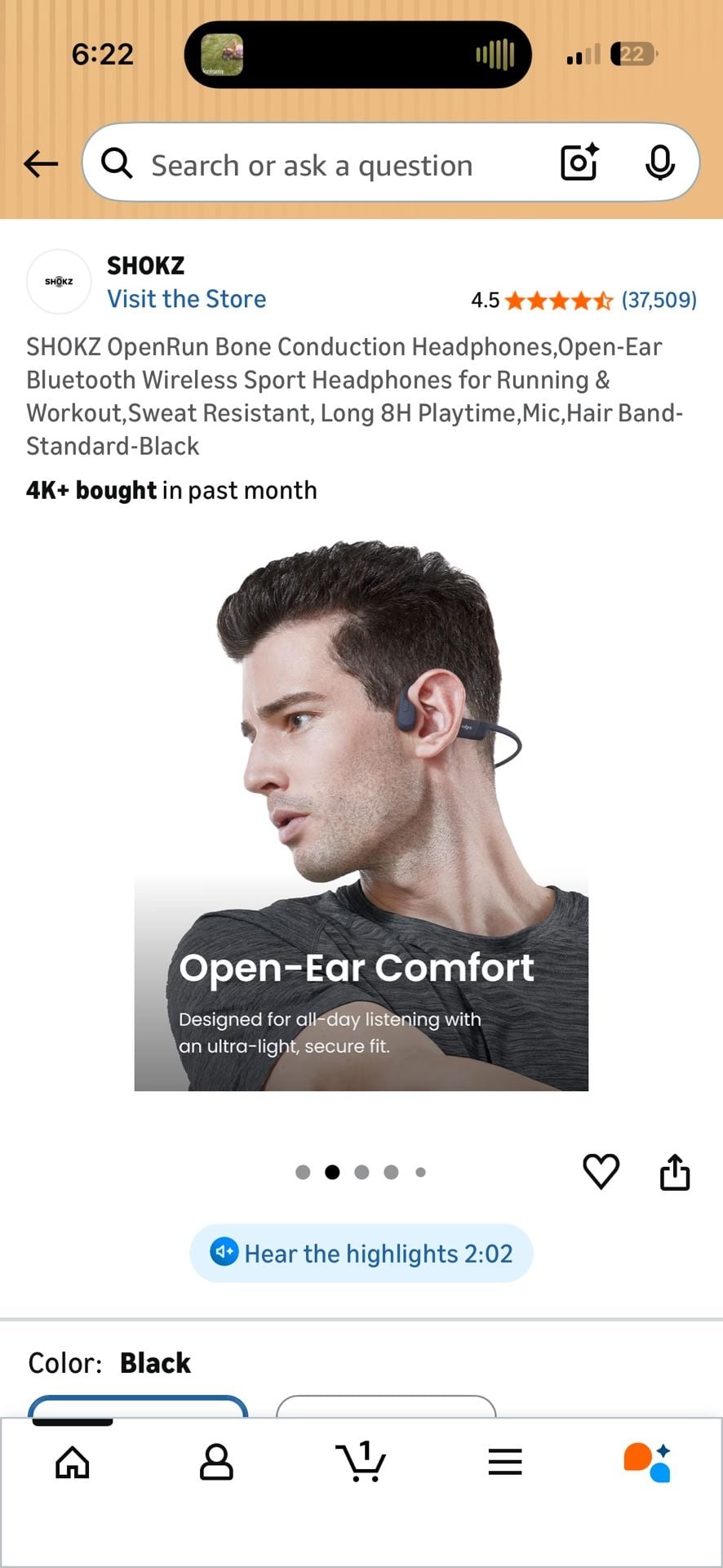 Shokz OpenRun Bone Conduction Sport Headphones 6