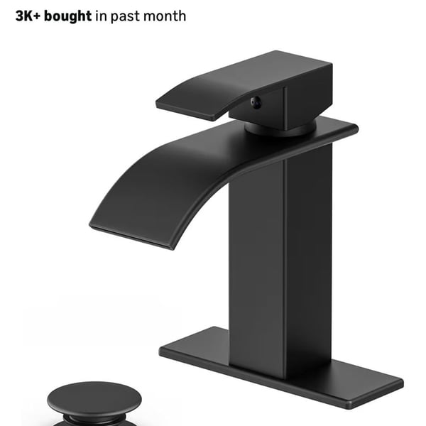 Matte Black Modern Waterfall Bathroom Sink Faucet with Single Handle