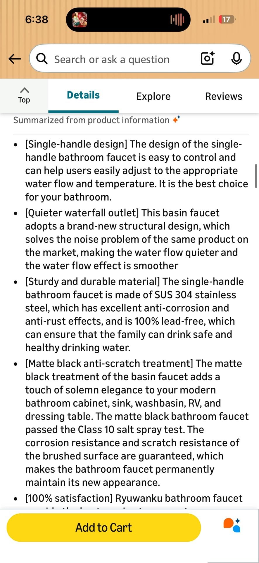 Matte Black Modern Waterfall Bathroom Sink Faucet with Single Handle 9