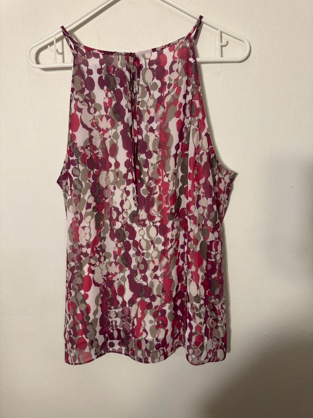 Ann Taylor Ruffle Front Watercolor Polka Dot Sleeveless Halter Top 3