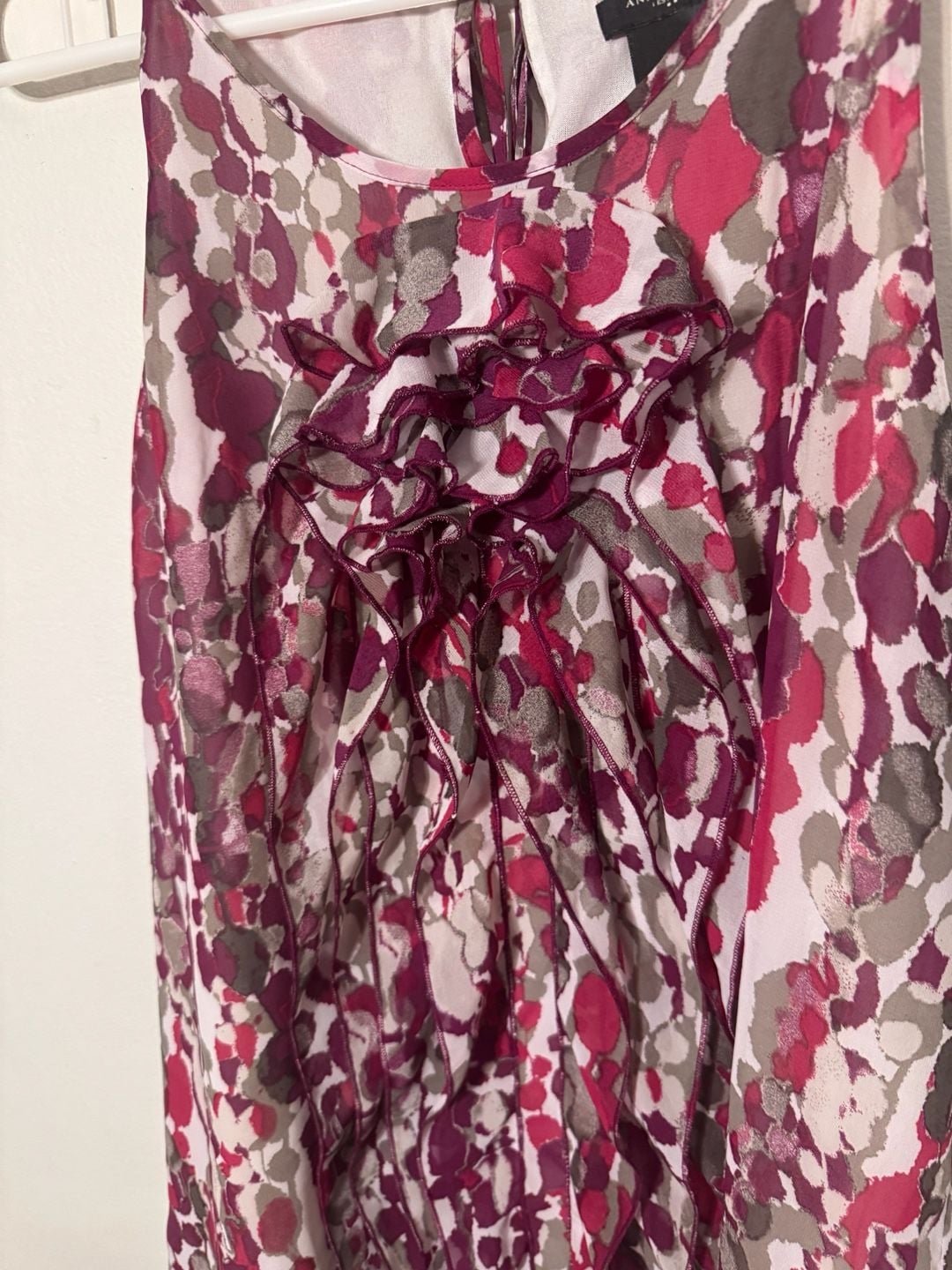 Ann Taylor Ruffle Front Watercolor Polka Dot Sleeveless Halter Top 5