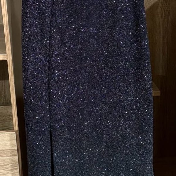 Windsor Alluring Glimmer One-Shoulder Glitter Gown with Mesh Cutout