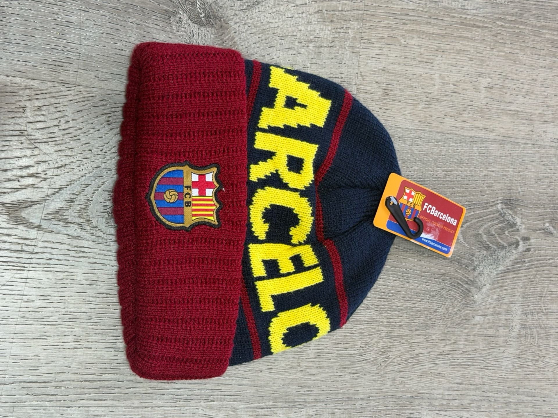 FC Barcelona Official Licensed Maroon and Navy Knit Cuffed Beanie 2