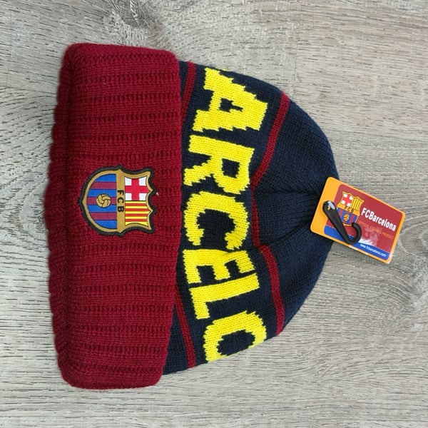 FC Barcelona Official Licensed Maroon and Navy Knit Cuffed Beanie