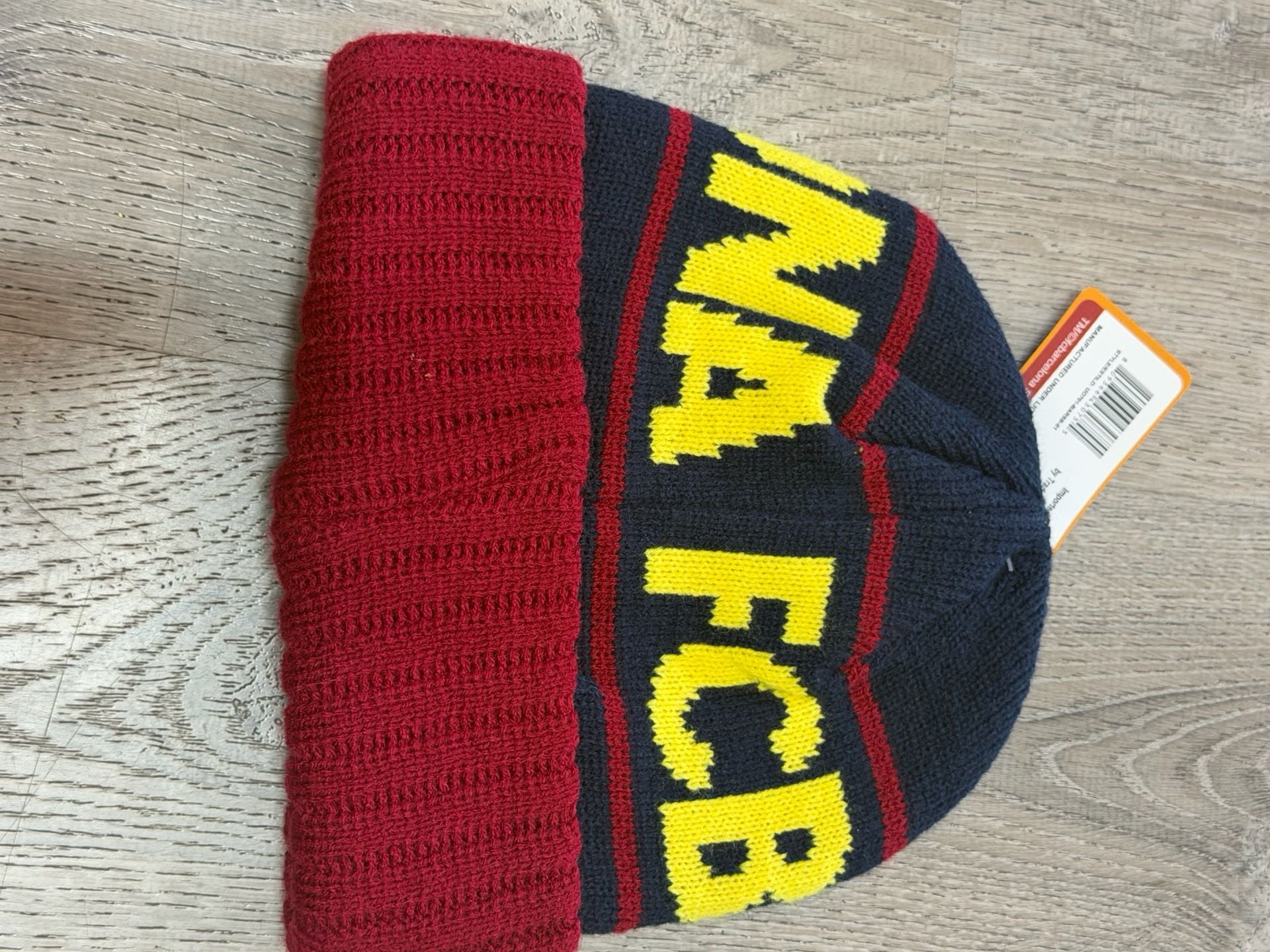 FC Barcelona Official Licensed Maroon and Navy Knit Cuffed Beanie 3