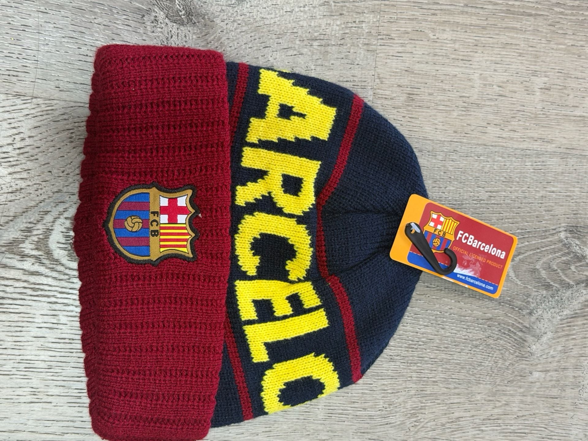 FC Barcelona Official Licensed Maroon and Navy Knit Cuffed Beanie 4