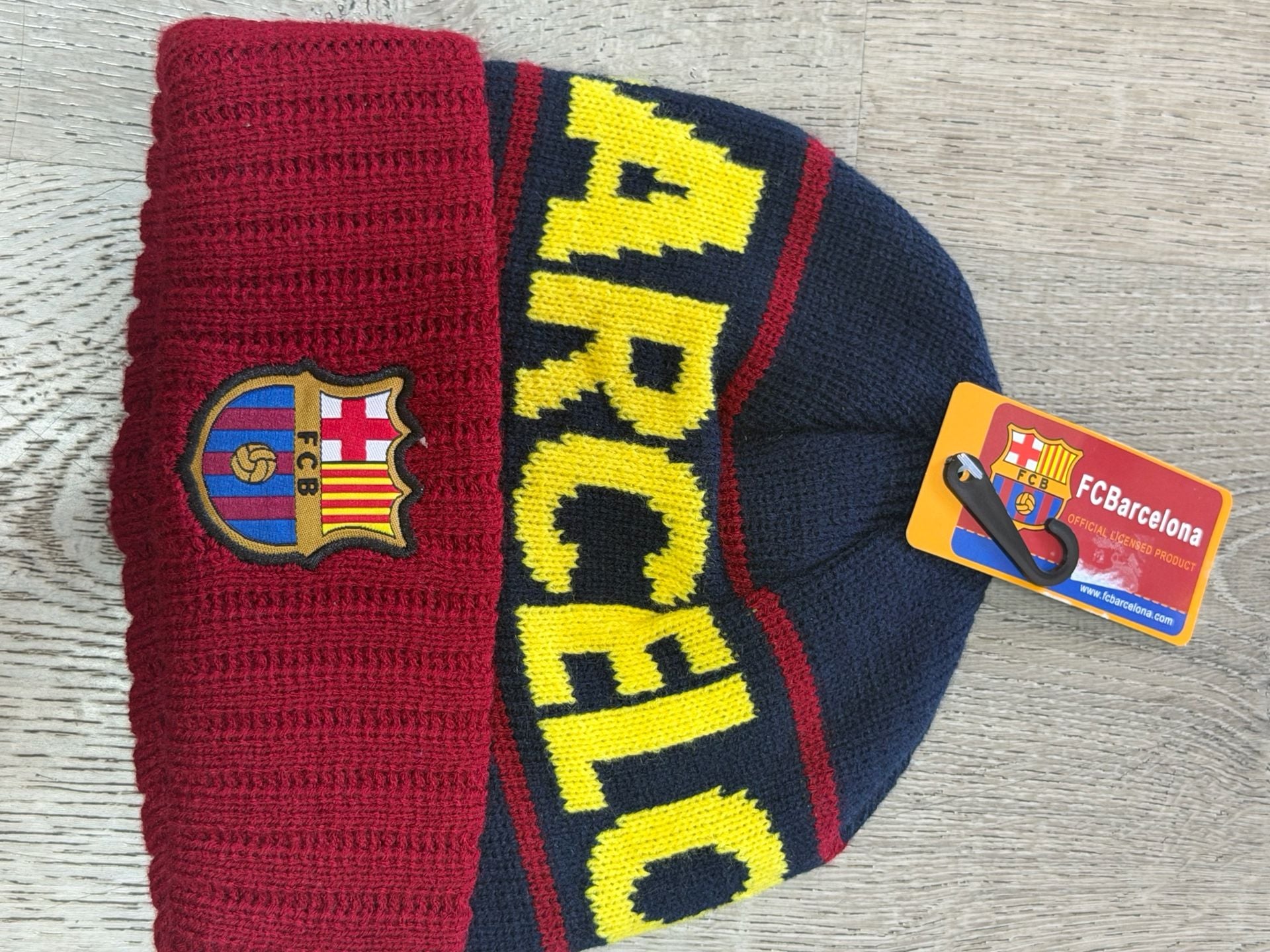 FC Barcelona Official Licensed Maroon and Navy Knit Cuffed Beanie 5