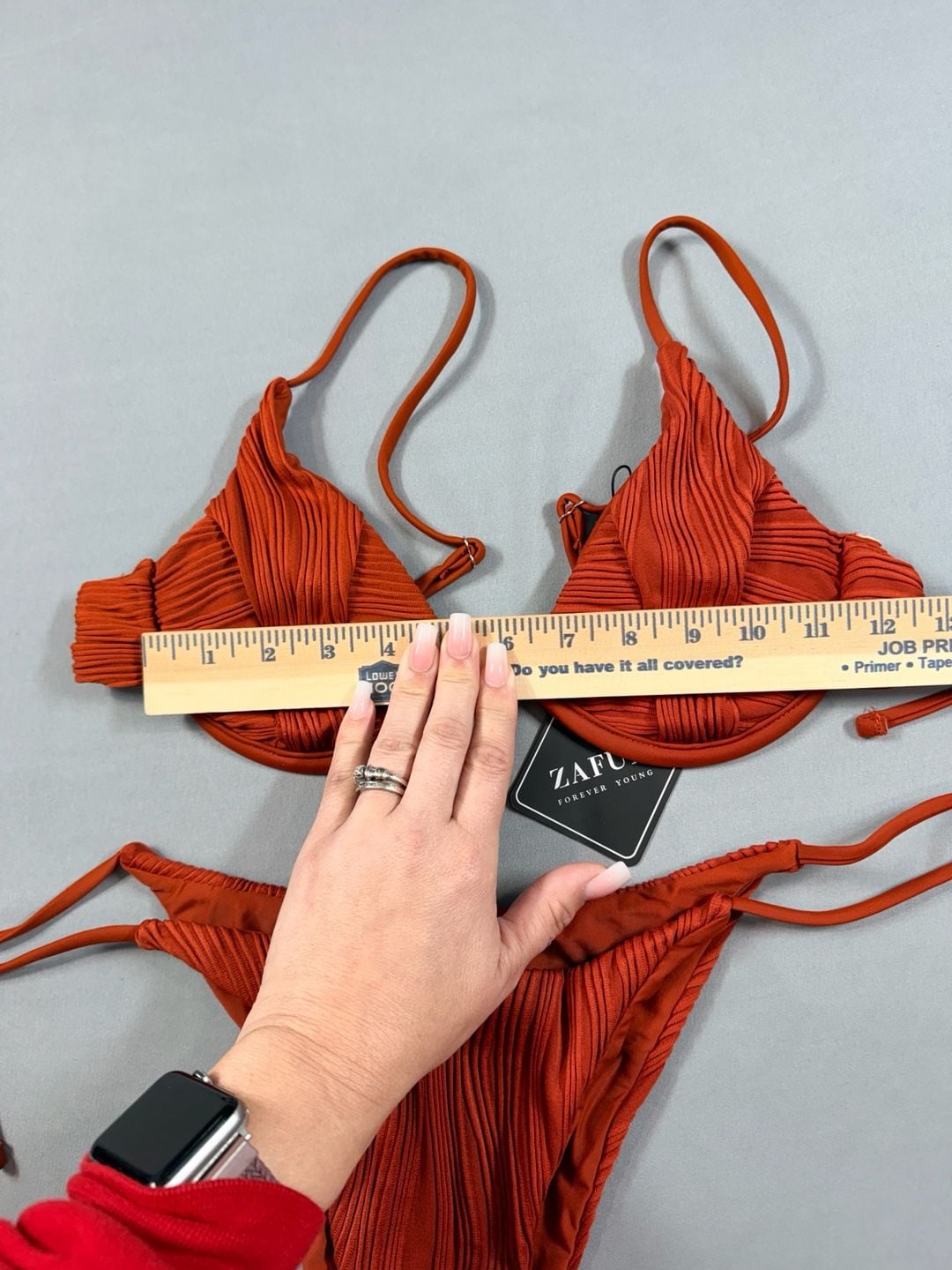 Zaful Ribbed V-Wired Side Tie String Bikini Set 7