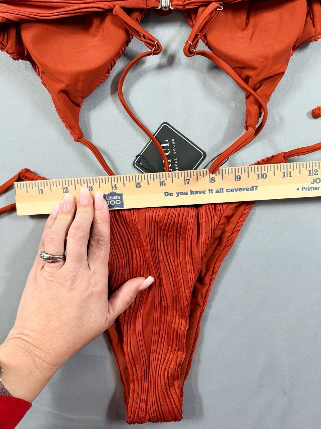 Zaful Ribbed V-Wired Side Tie String Bikini Set 8