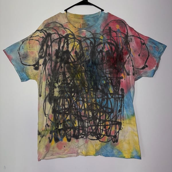 Hanes ComfortSoft Custom Tie Dye Abstract Graffit Art T-Shirt XL