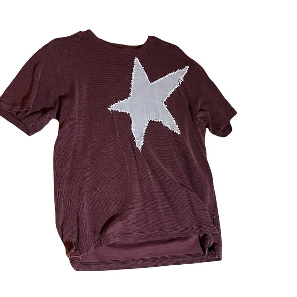 Handmadw Striped Patch Star T-Shirt