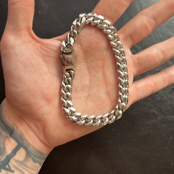 Mens sterling silver bracelet. Black Label Heritage. 925 Silver. 8 Inch Lenght.