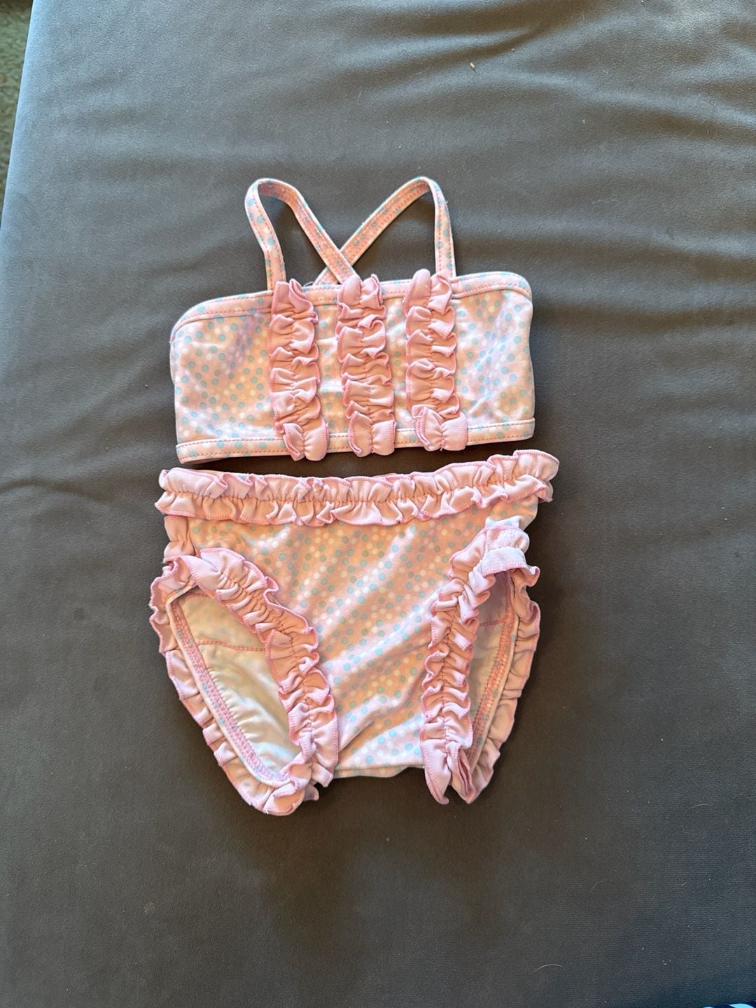 baby Gap Infant Pink Polka Dot Ruffle Bikini Swimsuit Set 1
