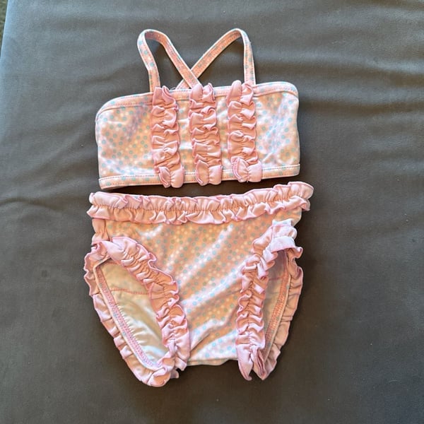 baby Gap Infant Pink Polka Dot Ruffle Bikini Swimsuit Set
