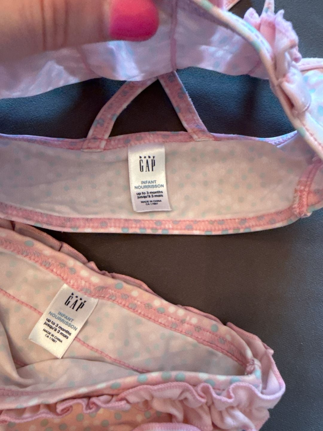 baby Gap Infant Pink Polka Dot Ruffle Bikini Swimsuit Set 4